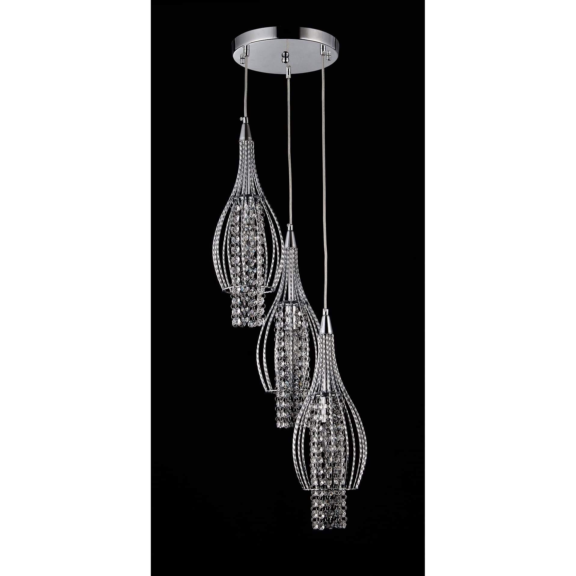 3-light Adjustable Crystal Chrome-finish Chandelier - Chrome - Chandeliers For Bedrooms by Overstock.com