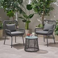 Southport Outdoor 2-Seater Conversation Set with Accent Table by Christopher Knight Home