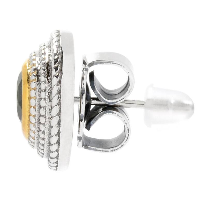 Sterling Silver Round Chrome Diopside Triple Rope Halo Stud Earrings