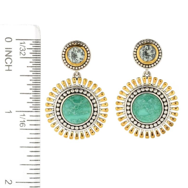 Sterling Silver 1.5" Variscite & Gem Drop Earrings
