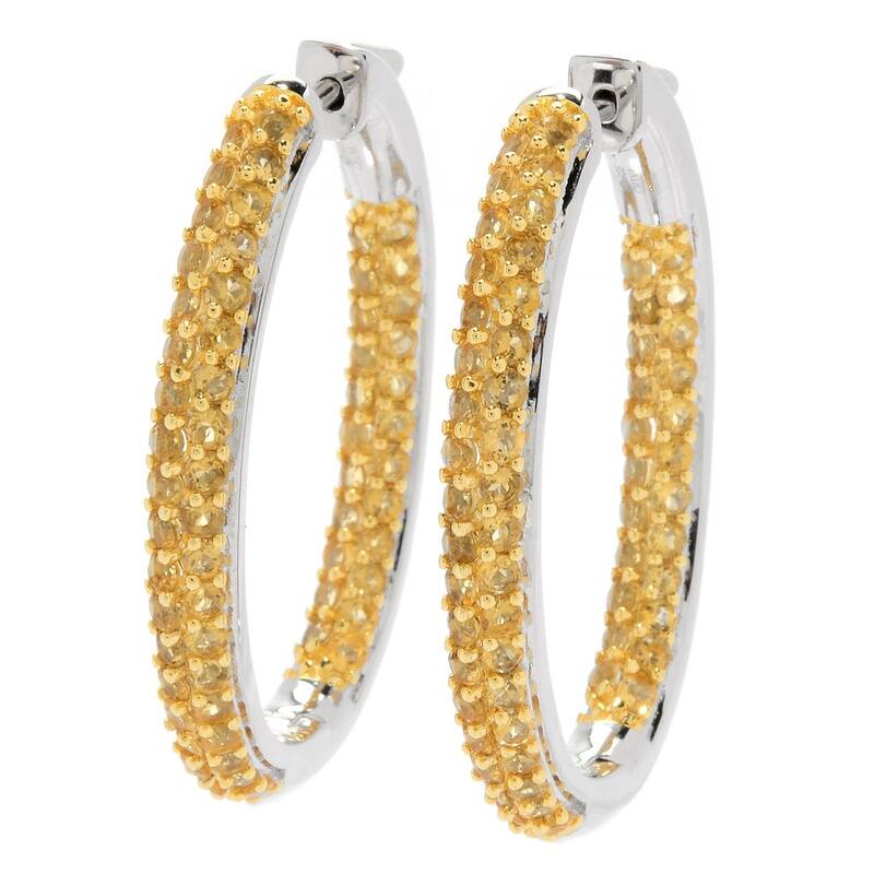 Sterling Silver 1.25" Citrine Inside-out Hoop Earrings
