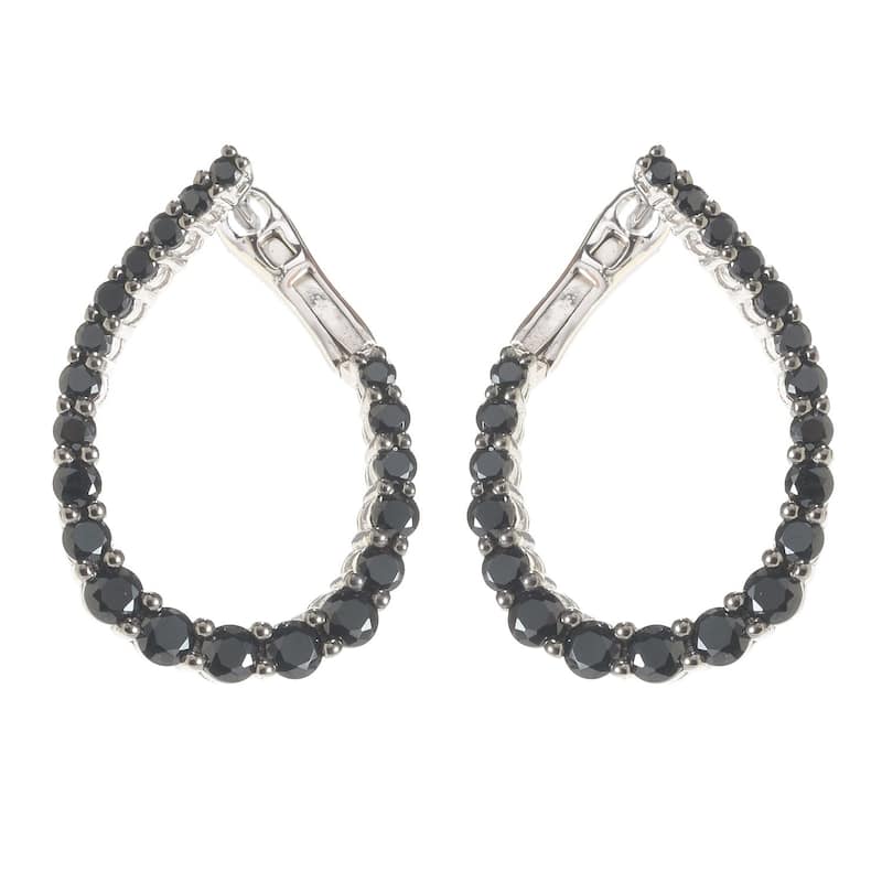 Sterling Silver Black Spinel Inside-out Hoop Earrings