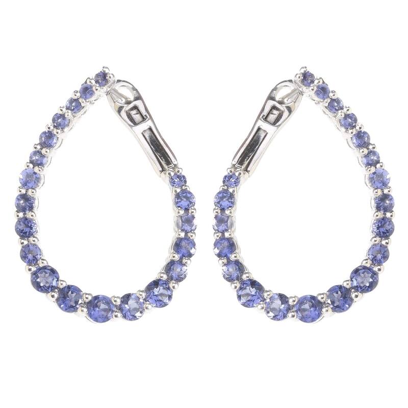 Sterling Silver Iolite Inside-out Hoop Earrings