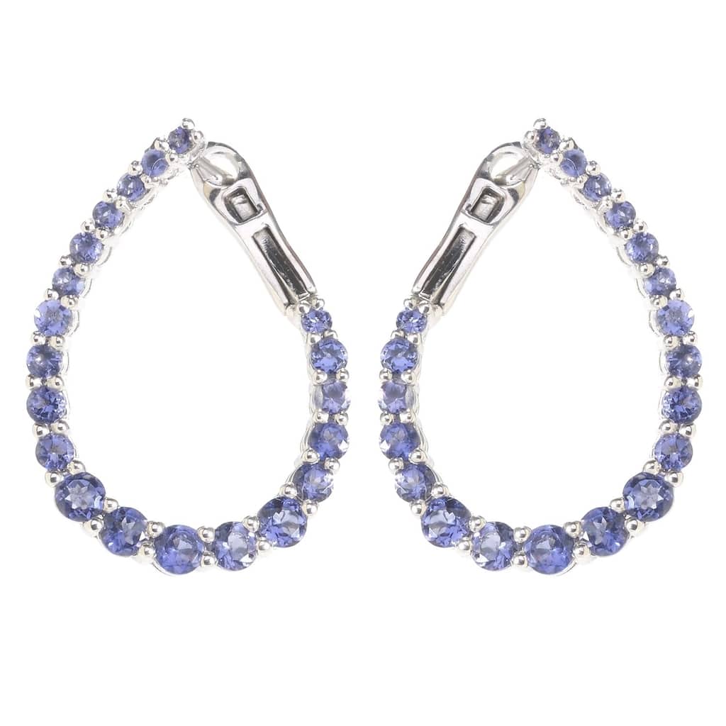Sterling Silver Iolite Inside-out Hoop Earrings
