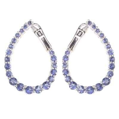 Sterling Silver Iolite Inside-out Hoop Earrings