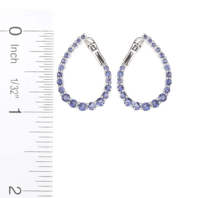 Sterling Silver Iolite Inside-out Hoop Earrings