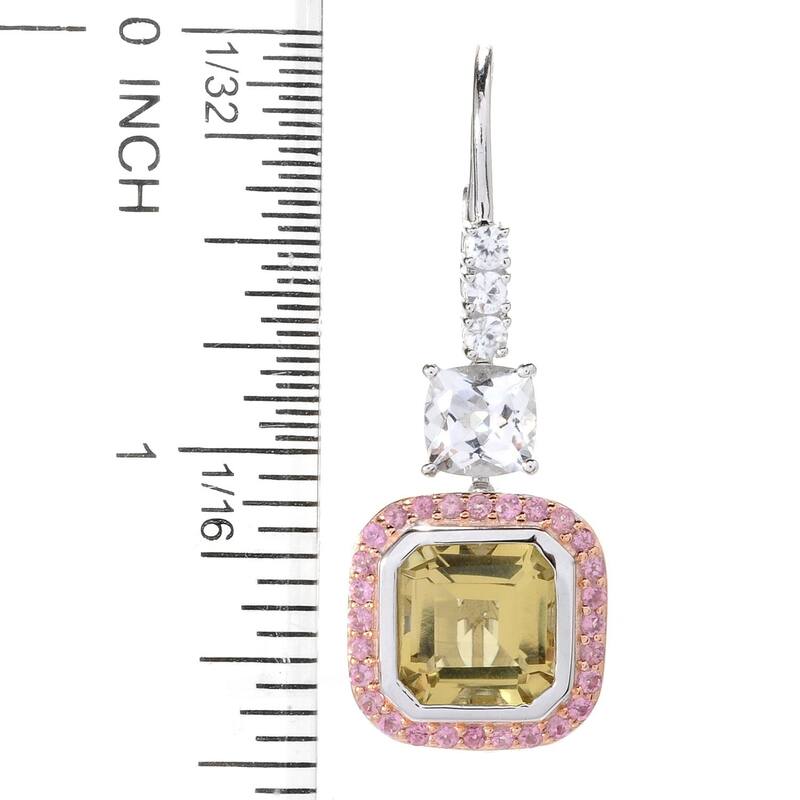 Sterling Silver 1.5" 13.06ctw Lemon Quartz & Multi Gem Earrings