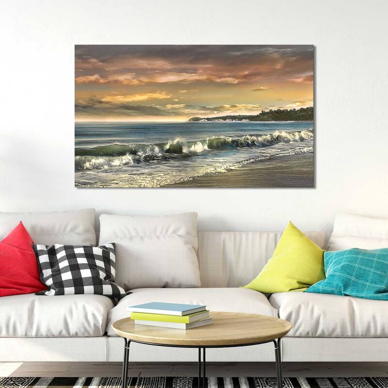 "Warm Sunset" by Mike Calascibetta Print on Canvas - Blue