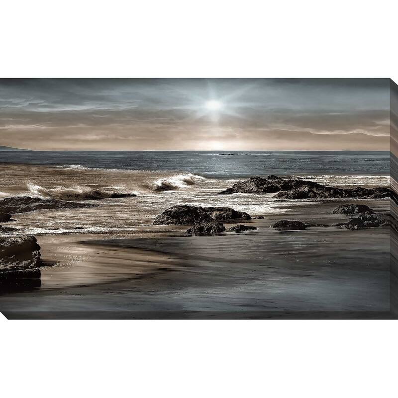 "Blue Sea Sunset II" by Mike Calascibetta Print on Canvas - Blue