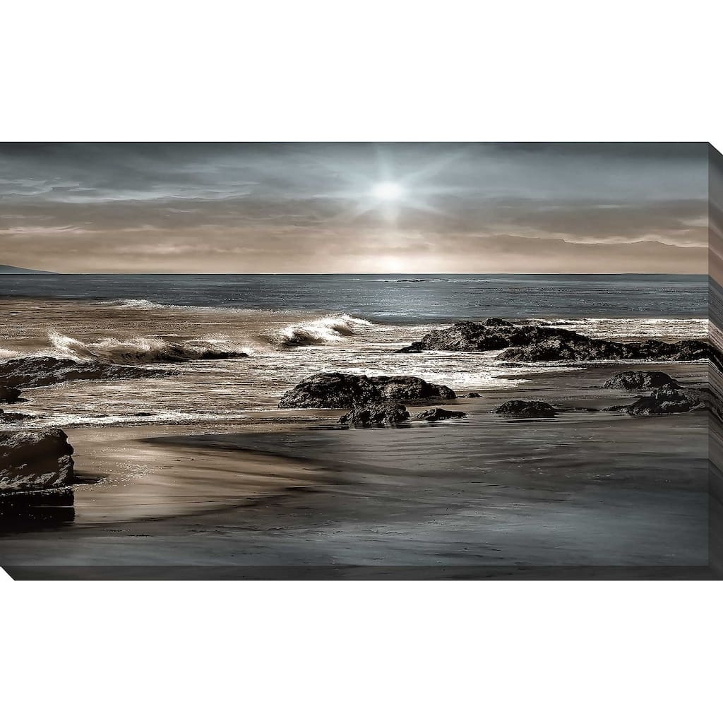 "Blue Sea Sunset II" by Mike Calascibetta Print on Canvas - Blue