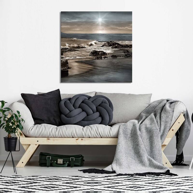 "Blue Sea Sunset II" by Mike Calascibetta Print on Canvas - Blue