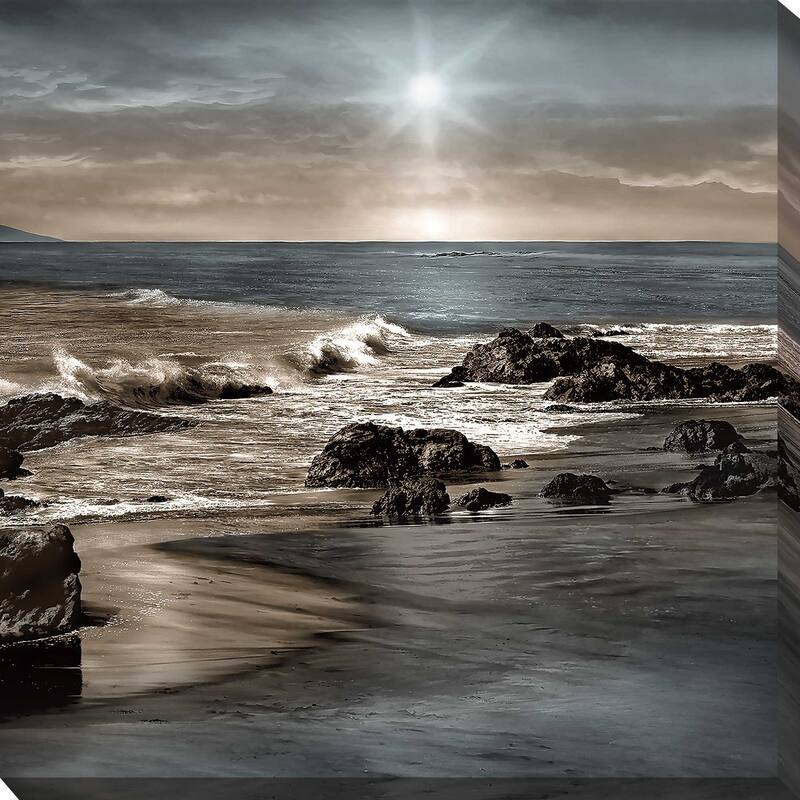 "Blue Sea Sunset II" by Mike Calascibetta Print on Canvas - Blue