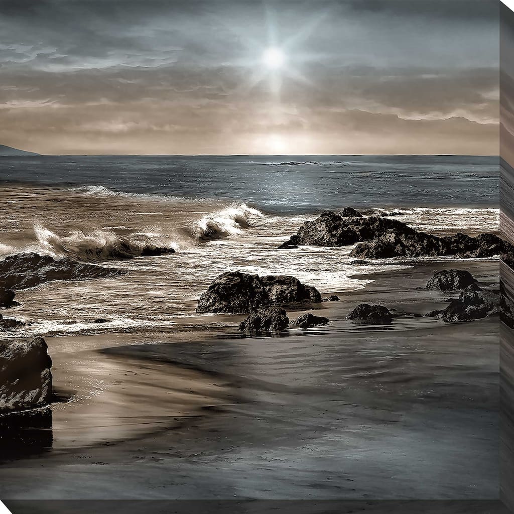 "Blue Sea Sunset II" by Mike Calascibetta Print on Canvas - Blue