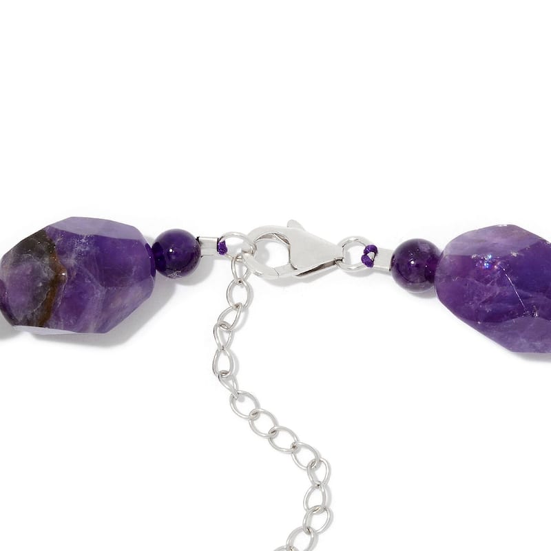 Sterling Silver 55 x 10mm Abalone Shell Enhancer Pendant w/ 18" Amethyst Necklace