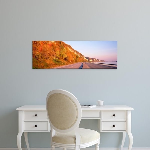 Easy Art Prints Panoramic Images's 'Road along a river, Great River Road, Alton, Illinois, USA' Premium Canvas Art