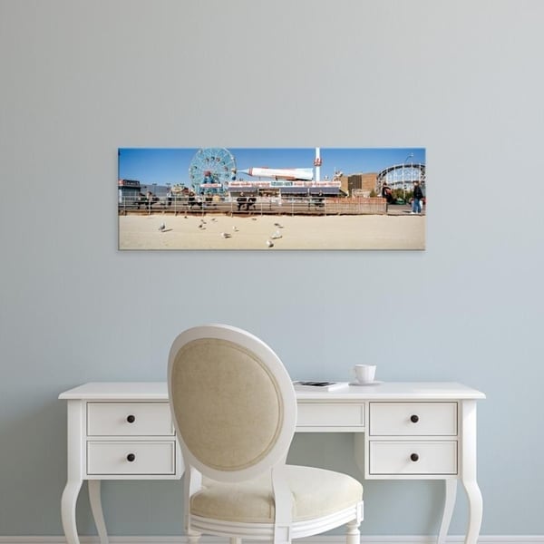 Easy Art Prints Panoramic Images's 'Tourists at an amusement park, Coney Island, Brooklyn, New York City' Canvas Art
