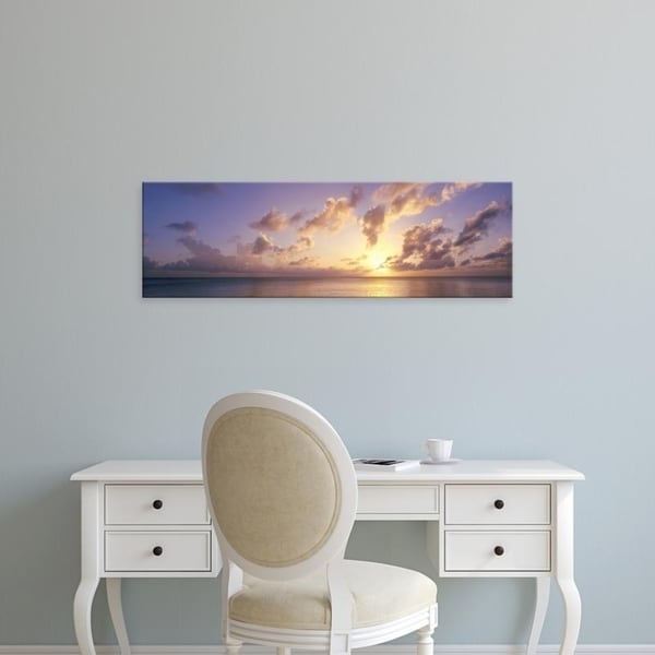 Easy Art Prints Panoramic Images's 'Caribbean Sea, Cayman Islands, Seven Mile Beach, Sunset' Premium Canvas Art
