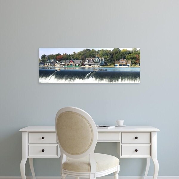 Easy Art Prints Panoramic Images's 'Boathouse Row at the waterfront, Schuylkill River, Philadelphia, Pennsylvania' Canvas Art