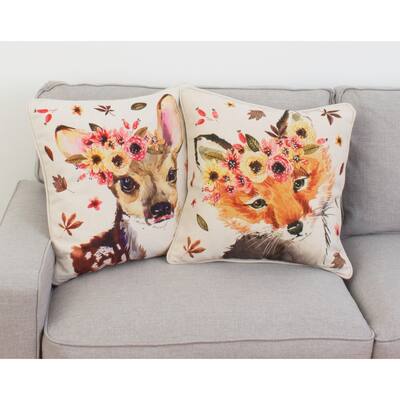 Thro 20" Wintorp Deer Printed Franco Faux Linen Pillow