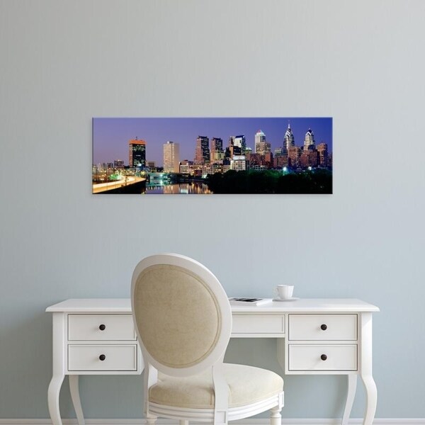 Easy Art Prints Panoramic Images's 'US, Pennsylvania, Philadelphia skyline, night' Premium Canvas Art