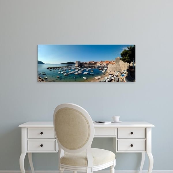 Easy Art Prints Panoramic Images's 'Boats in the sea, Old City, Dubrovnik, Croatia' Premium Canvas Art