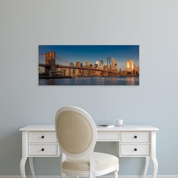 Easy Art Prints Panoramic Images's 'Brooklyn Bridge and Manhattan Skyline, NY, NY at Sunrise' Premium Canvas Art