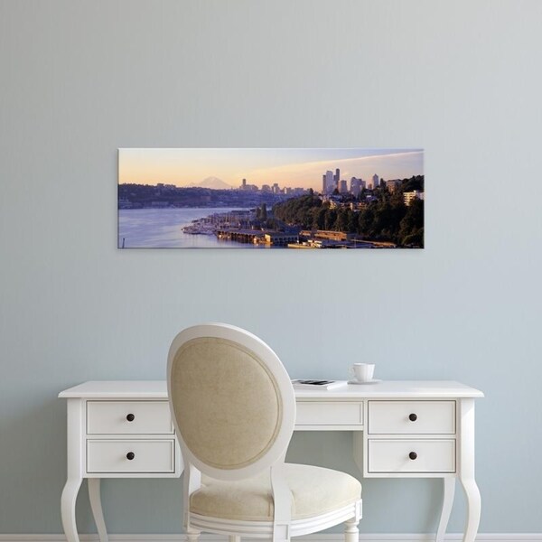Easy Art Prints Panoramic Images's 'Sunrise, Lake Union, Seattle, Washington State, USA' Premium Canvas Art