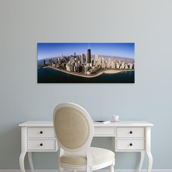 Easy Art Prints Panoramic Images's 'Aerial view of buildings, Lake Michigan, Lake Shore Drive, Chicago, Illinois' Canvas Art