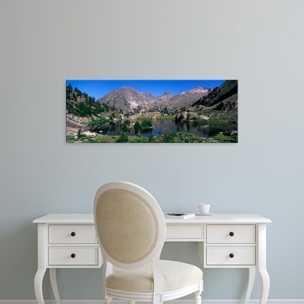 Easy Art Prints Panoramic Images's 'Lake Surrounded By Mountains, Mercantour, Hinterland, French Riviera' Premium Canvas Art