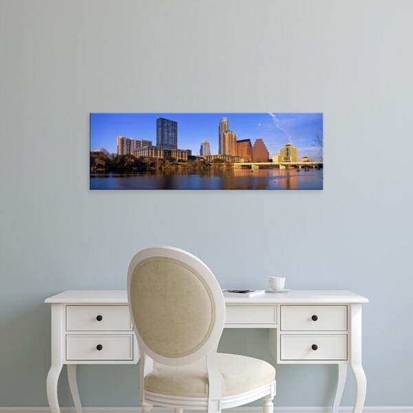 Easy Art Prints Panoramic Images's 'Skyscrapers at the waterfront, Lady Bird Lake, Austin, Texas, USA' Premium Canvas Art