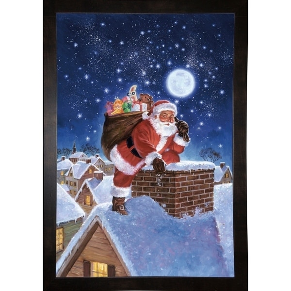 Santa On Rooftop-HALFRE17464 Print 18.5"x12.5" by Hal Frenck