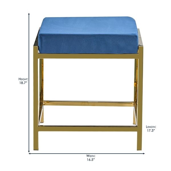 Porthos Home Kes Accent Bench/Stool, Gold Stainless Steel & Suede