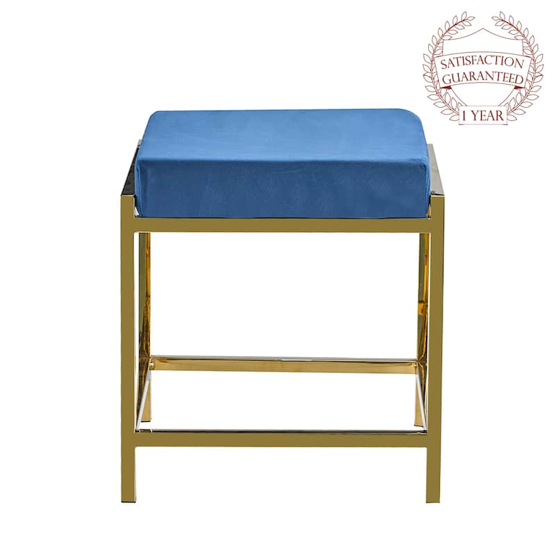 Porthos Home Kes Accent Bench/Stool, Gold Stainless Steel & Suede