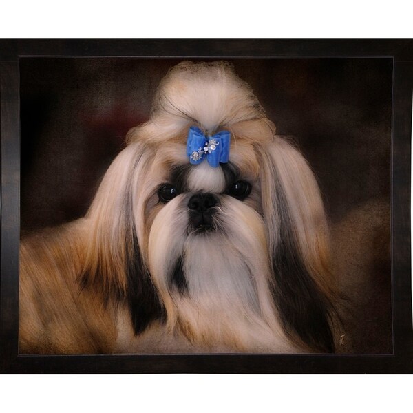 Shih Tzu With Blue Bow-JAIJOH139886 Print 10.75"x13.25" by Jai Johnson