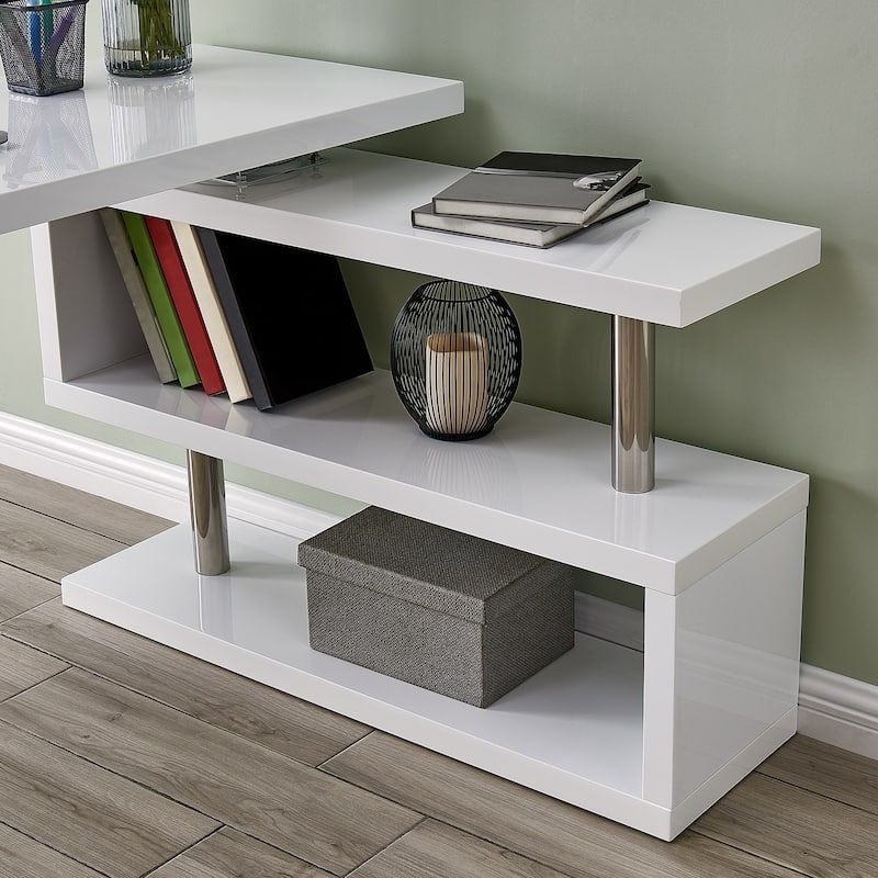 SEI Furniture Ballintoy Rotating Desk with Shelving
