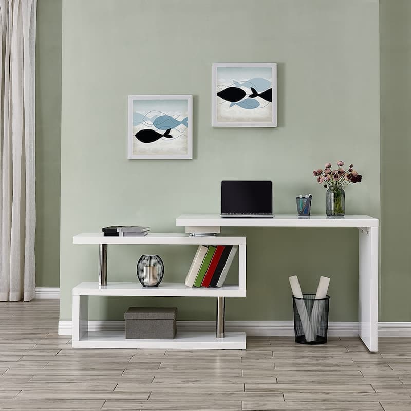 SEI Furniture Ballintoy Rotating Desk with Shelving