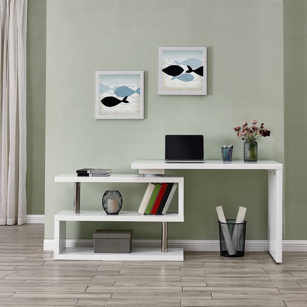 SEI Furniture Ballintoy Rotating Desk with Shelving