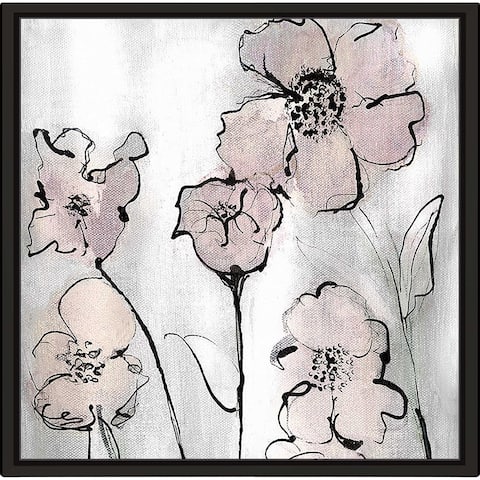 "Wildflowers II" by Susan Jill Print on Canvas in Floating Frame - Pink