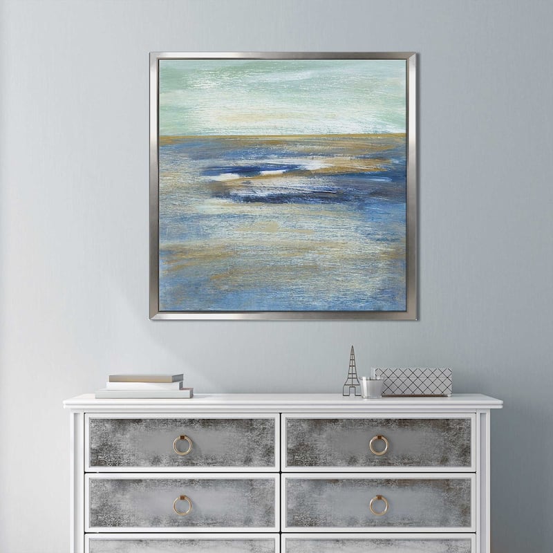 "Tuscan Shore II" by Susan Jill Print on Canvas in Floating Frame - Blue