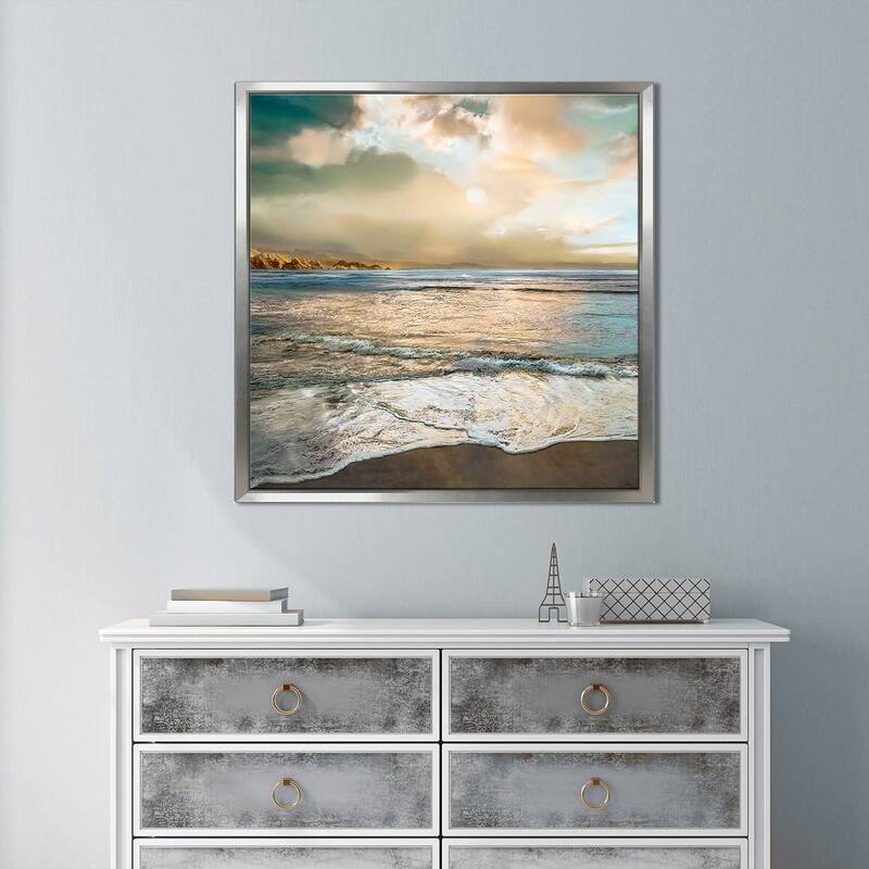 "Nuance" by Mike Calascibetta Print on Canvas in Floating Frame - Blue