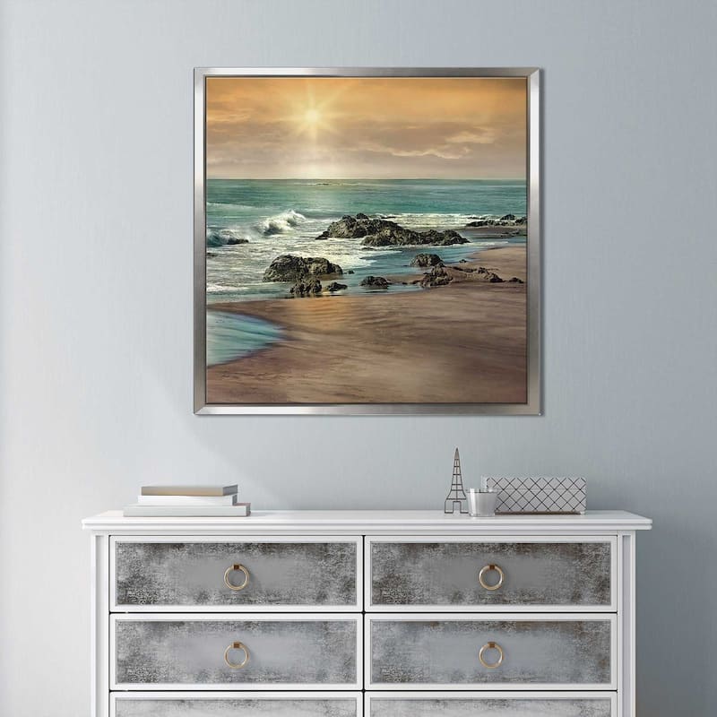 "Near Dusk" by Mike Calascibetta Print on Canvas in Floating Frame - Blue