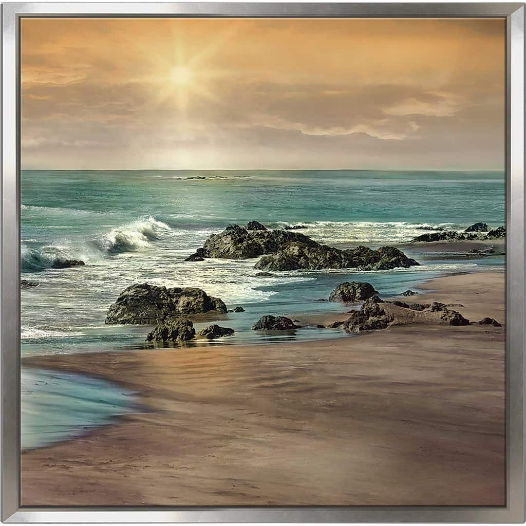 "Near Dusk" by Mike Calascibetta Print on Canvas in Floating Frame - Blue