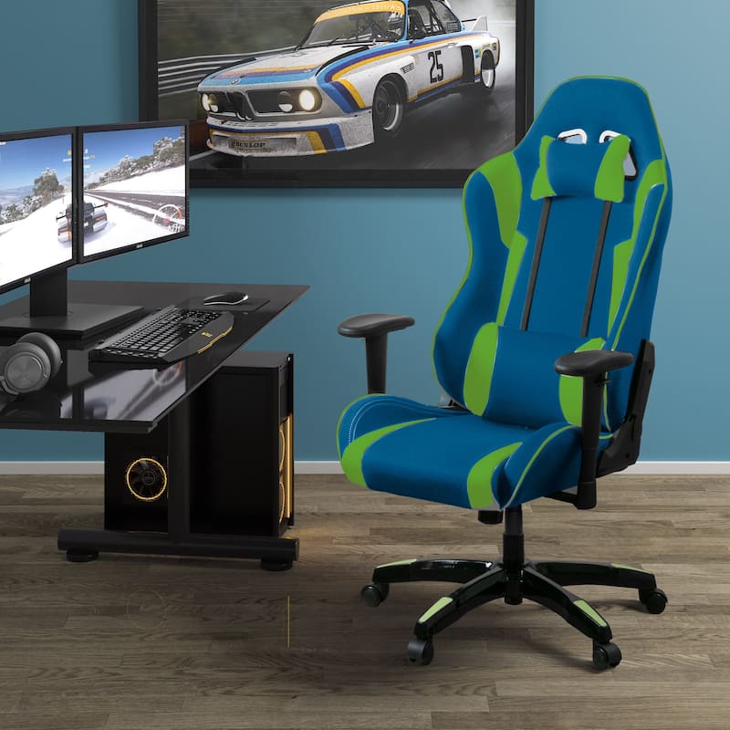 Porch & Den Banton Bonded Leather, Fabric, and Mesh High-back Ergonomic Gaming Chair