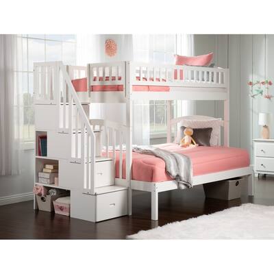 Westbrook Staircase Bunk Twin over Full in White