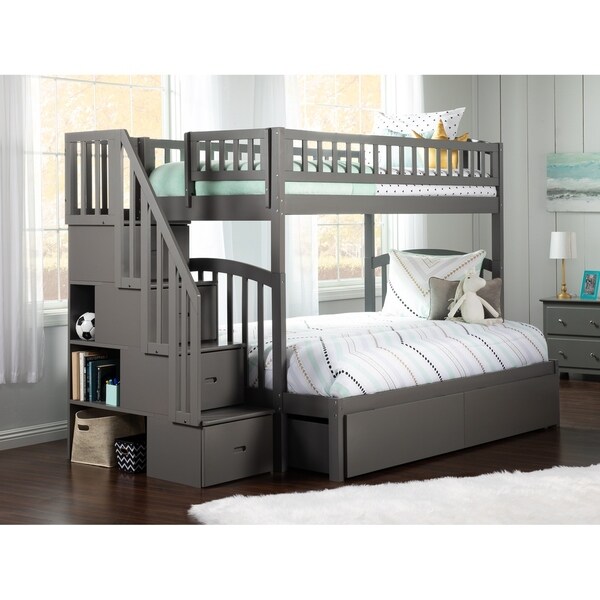twin over full l shaped bunk bed with stairs