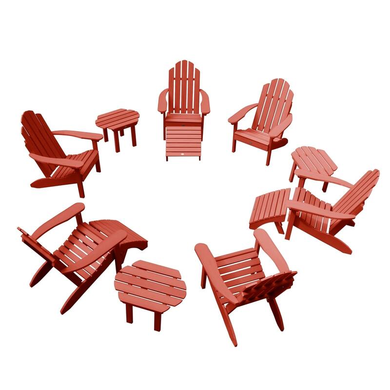 HIGHWOOD 12-Piece Adirondack Patio Conversation Set - Rustic Red