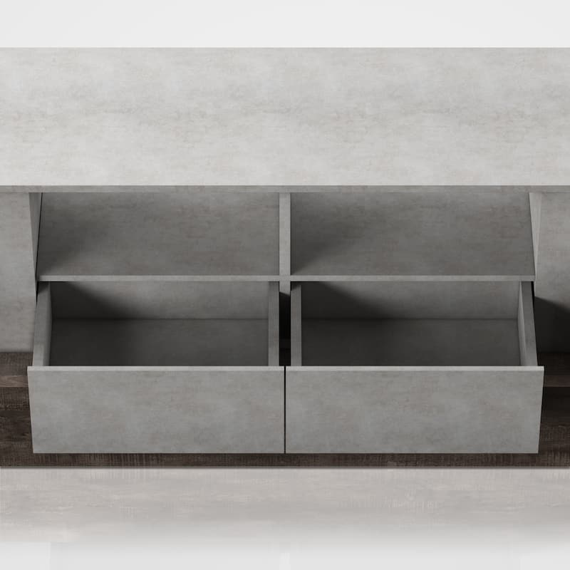 Geso Industrial Oak and Light Grey 71-inch 4-Shelf TV Console by Furniture of America