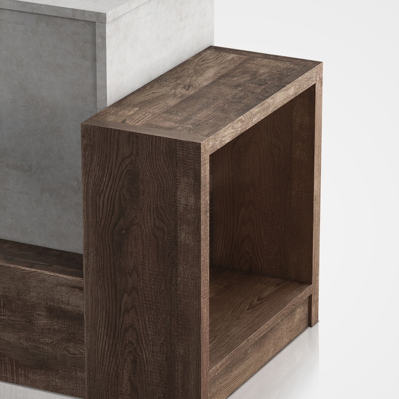 Geso Industrial Oak and Light Grey 71-inch 4-Shelf TV Console by Furniture of America