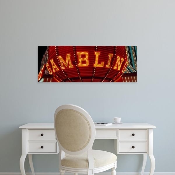 Easy Art Prints Panoramic Images's 'Close-up of a neon sign of gambling, Las Vegas, Clark County, Nevada' Premium Canvas Art