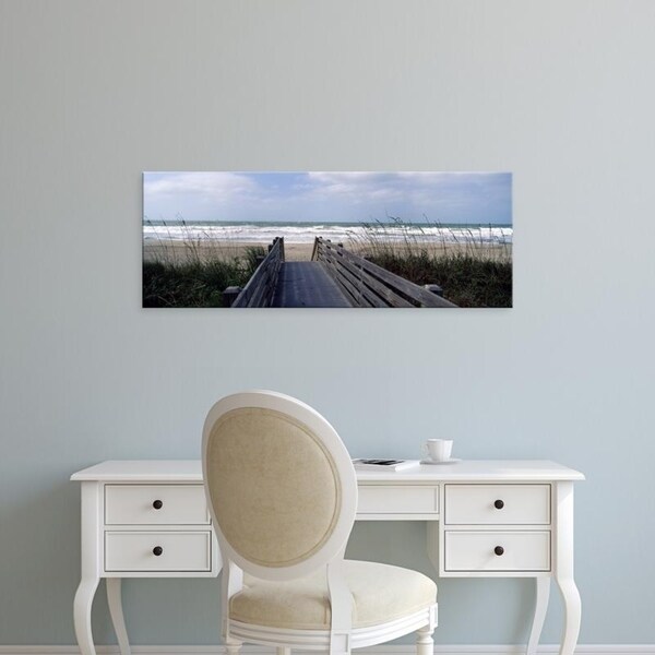 Easy Art Prints Panoramic Images's 'Boardwalk on the beach, Nokomis, Sarasota County, Florida, USA' Premium Canvas Art
